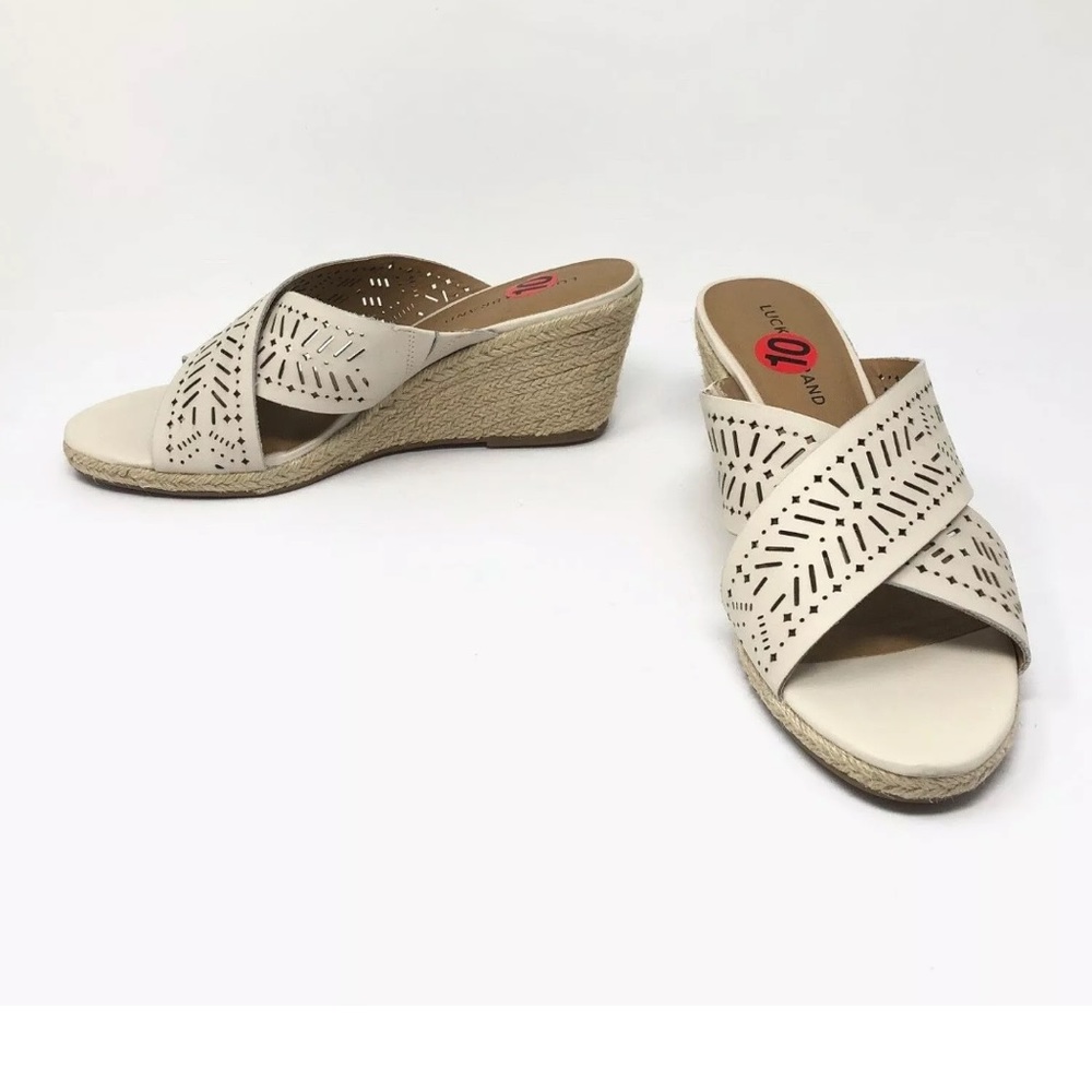 New Lucky Brand Sandal Leather Wedge Keela Laser